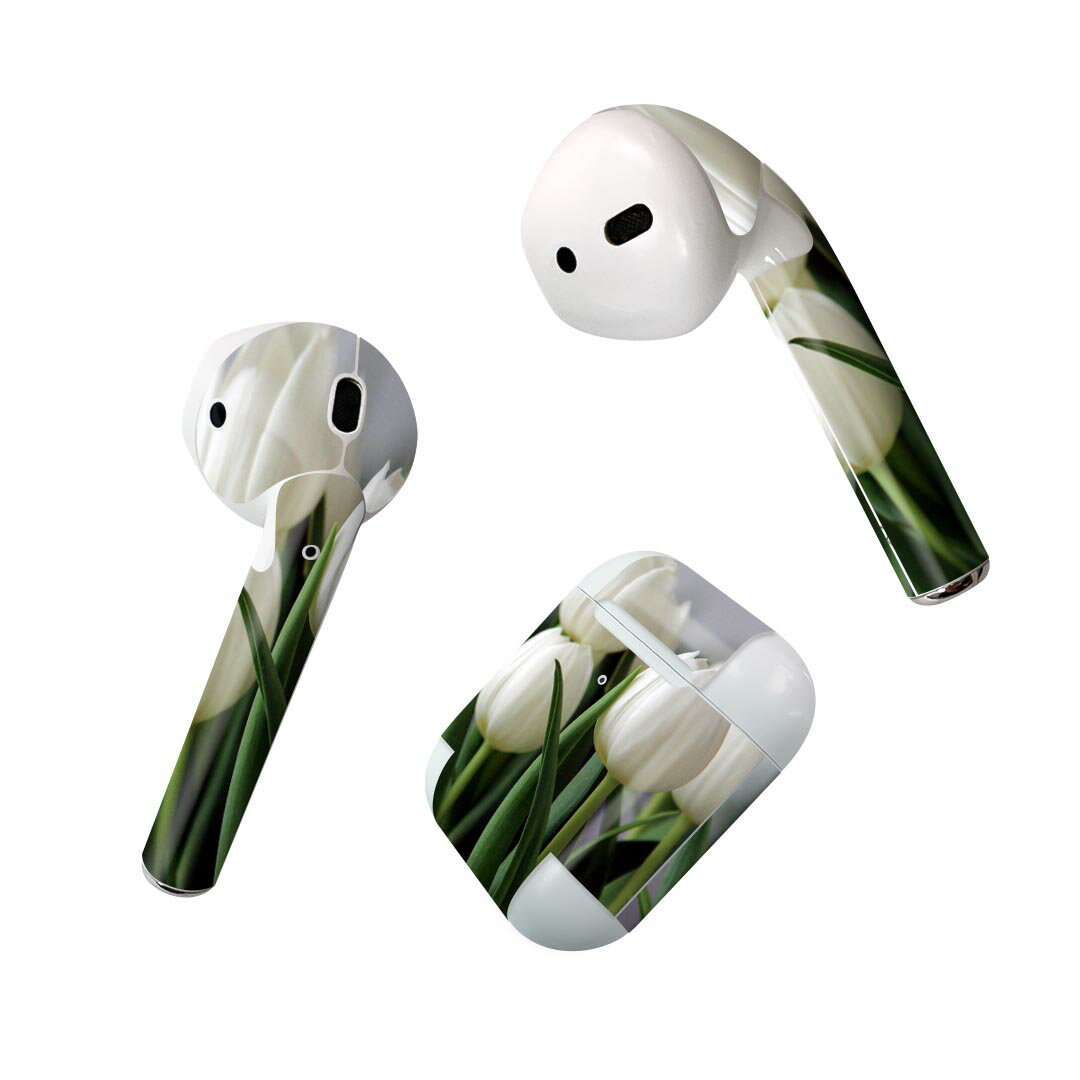 Air Pods 専用 デザインスキンシール airpods エアポッド apple アップル AirPods 第一世代（2016）airpods2 第二世代（2019）対応 イヤホン カバー デコレーション アクセサリー デコシール 023916 花　フラワー　チューリップ