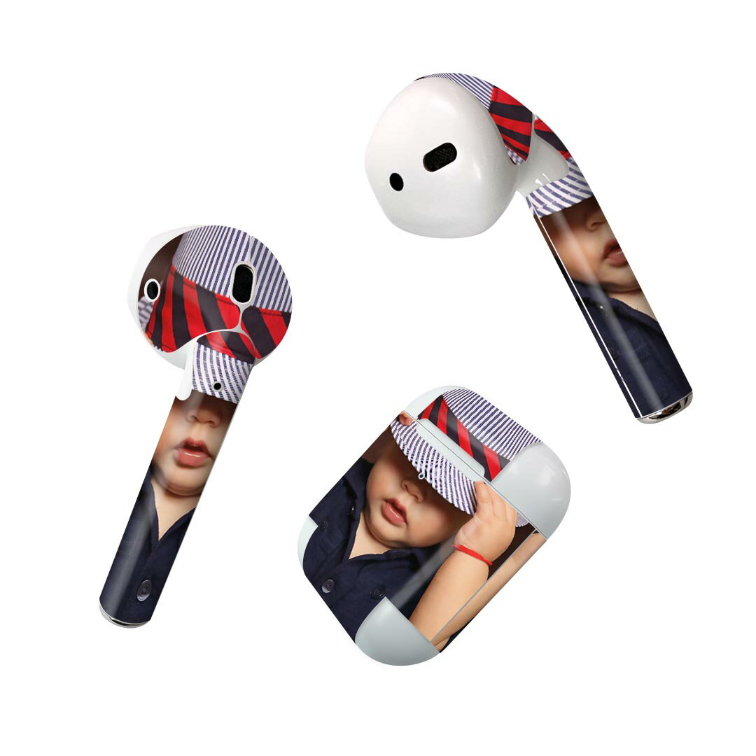 Air Pods 専用 デザインスキンシール airpods エアポッド apple アップル AirPods 第一世代（2016）airpods2 第二世代（2019）対応 イヤホン カバー デコレーション アクセサリー デコシール 025625 赤ちゃん　帽子　男の子　可愛い
