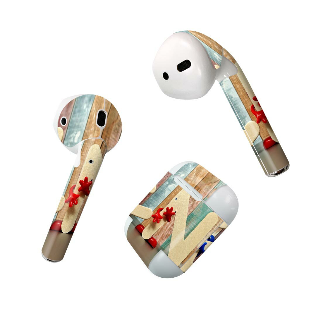 Air Pods 専用 デザインスキンシール airpods エアポッド apple アップル AirPods 第一世代(2016)airpods2 第二世代(2019)対応 イヤホン カバー デコレーション アクセサリー デコシール 025832 文字 手