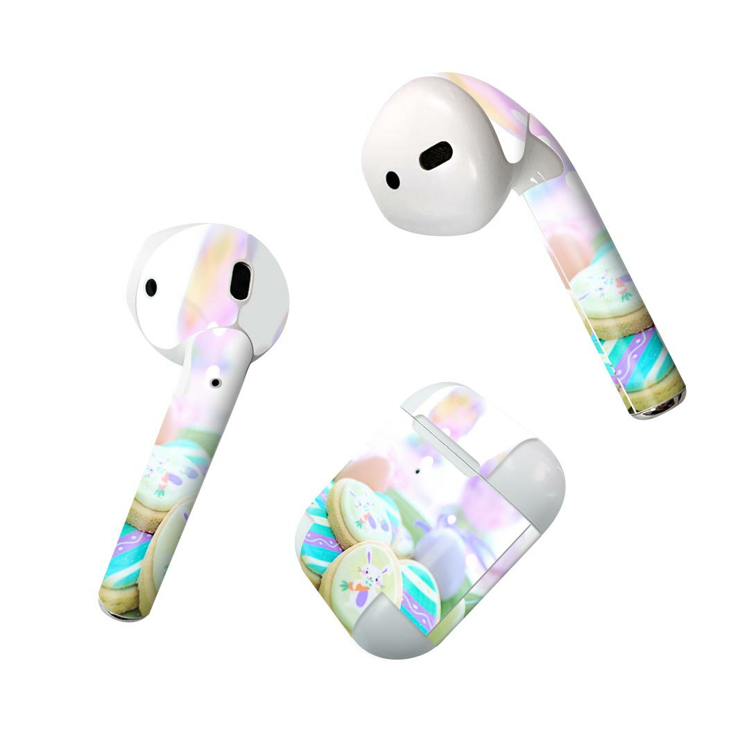 Air Pods 専用 デザインスキンシール airpods エアポッド apple アップル AirPods 第一世代（2016）airpods2 第二世代（2019）対応 イヤホン カバー デコレーション アクセサリー デコシール 025844 パステルカラー　スイーツ　お菓子　クッキー