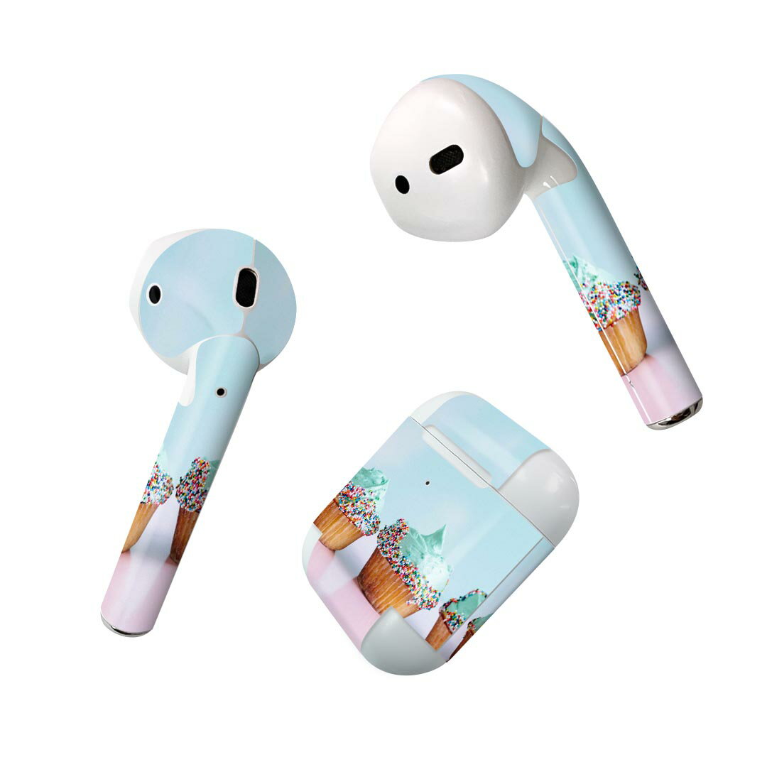 楽天スマコレAir Pods 専用 デザインスキンシール airpods エアポッド apple アップル AirPods 第一世代（2016）airpods2 第二世代（2019）対応 イヤホン カバー デコレーション アクセサリー デコシール 025974 カップケーキ　スイーツ