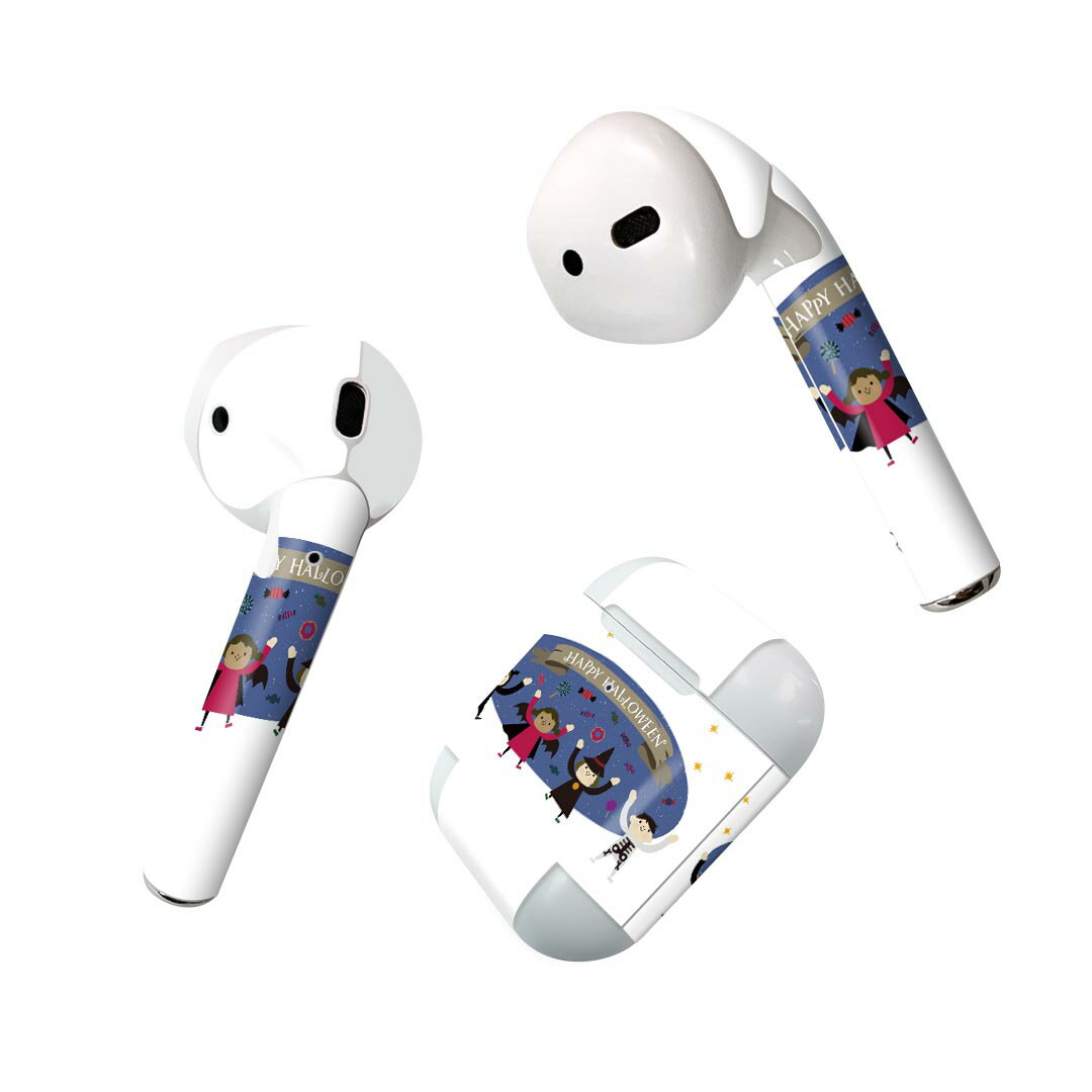 Air Pods 専用 デザインスキンシール airpods エアポッド apple アップル AirPods 第一世代（2016）airpods2 第二世代（2019）対応 イヤホン カバー デコレーション アクセサリー デコシール 026126 ハロウィン 子供　kids　Halloween