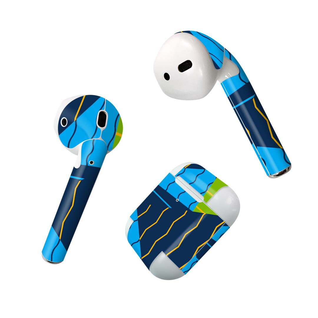 Air Pods 専用 デザインスキンシール airpods エアポッド apple アップル AirPods 第一世代（2016）airpods2 第二世代（2019）対応 イヤホン カバー デコレーション アクセサリー デコシール 026155 ストライプ　柄　配色