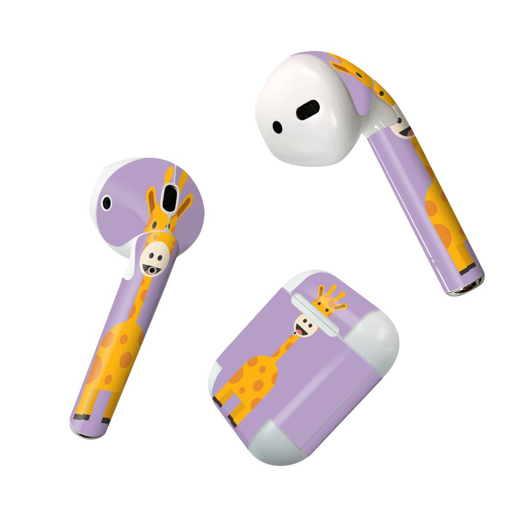 Air Pods 専用 デザインスキンシール airpods エアポッド apple アップル AirPods 第一世代（2016）airpods2 第二世代（2019）対応 イヤホン カバー デコレーション アクセサリー デコシール 026169 動物　キリン