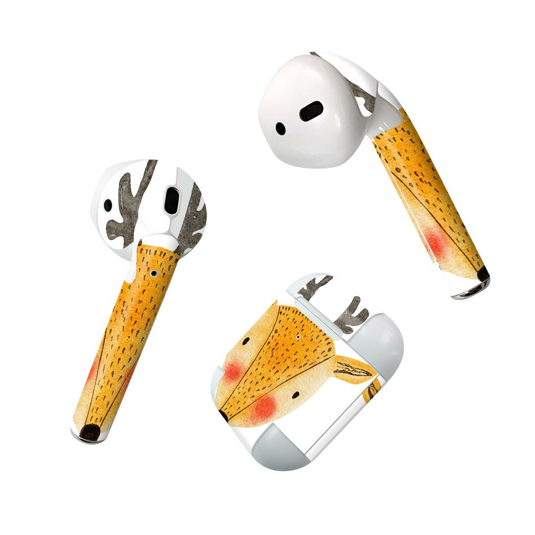 Air Pods 専用 デザインスキンシール airpods エアポッド apple アップル AirPods 第一世代（2016）airpods2 第二世代（2019）対応 イヤホン カバー デコレーション アクセサリー デコシール 026182 動物　鹿　シか　バンビ