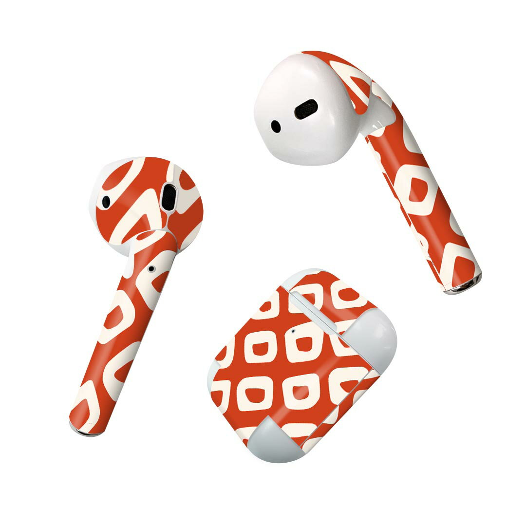 Air Pods 専用 デザインスキンシール airpods エアポッド apple アップル AirPods 第一世代(2016)airpods2 第二世代(2019)対応 イヤホン カバー デコレーション アクセサリー デコシール 004032 和風 和柄 赤