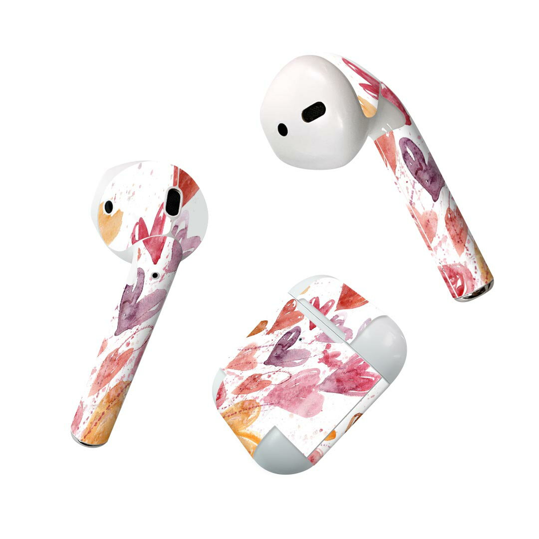 Air Pods 専用 デザインスキンシール airpods エアポッド apple アップル AirPods 第一世代（2016）airpods2 第二世代（2019）対応 イヤホン カバー デコレーション アクセサリー デコシール 005560 ハート　イラスト