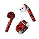 Air Pods 専用 デザインスキンシール airpods エアポッド apple アップル AirPods 第一世代(2016)airpods2 第二世代(2019)対応 イヤホン カバー デコレーション アクセサリー デコシール 008543 2015 カレンダー 骸骨 赤 レッド