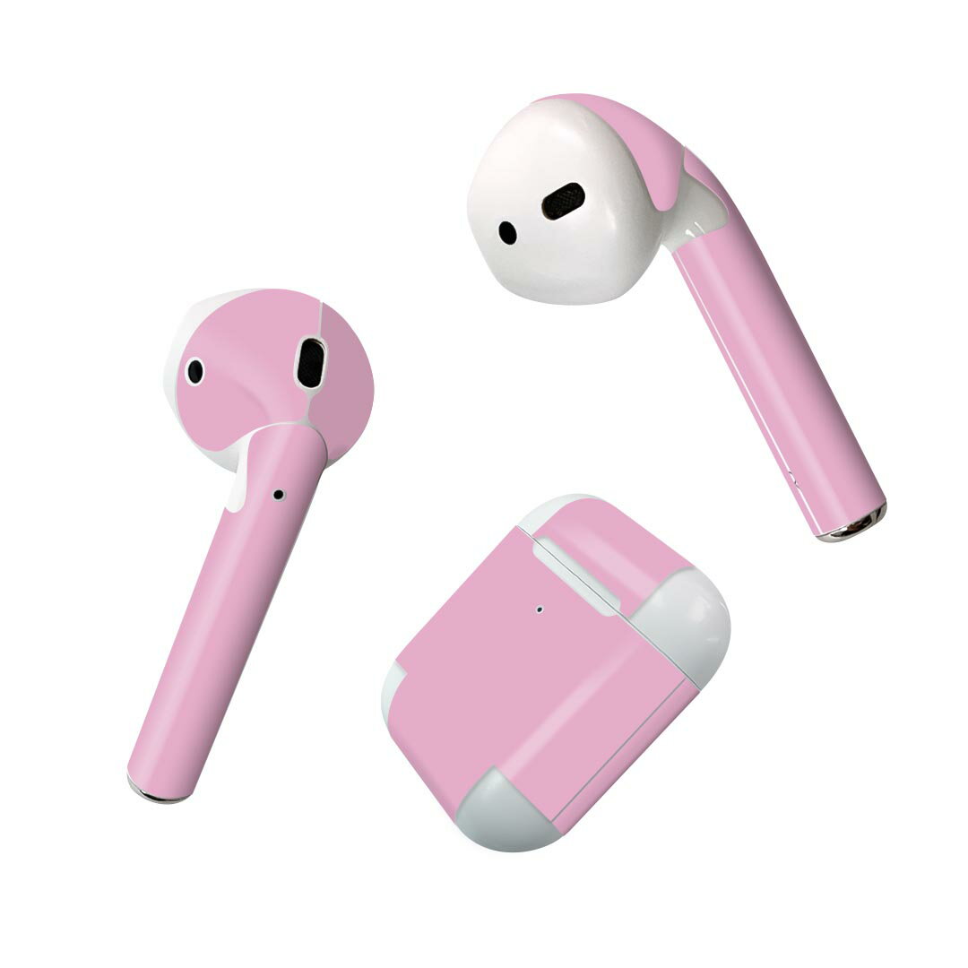 Air Pods 専用 デザインスキンシール airpods エアポッド apple アップル AirPods 第一世代（2016）airpods2 第二世代（2019）対応 イヤホン カバー デコレーション アクセサリー デコシール 008952 シンプル　無地　ピンク