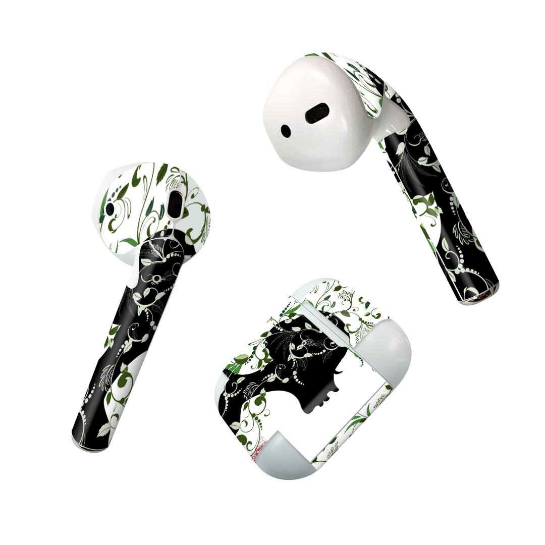 Air Pods 専用 デザインスキンシール airpods エアポッド apple アップル AirPods 第一世代(2016)airpods2 第二世代(2019)対応 イヤホン カバー デコレーション アクセサリー デコシール 009194 花 イラスト
