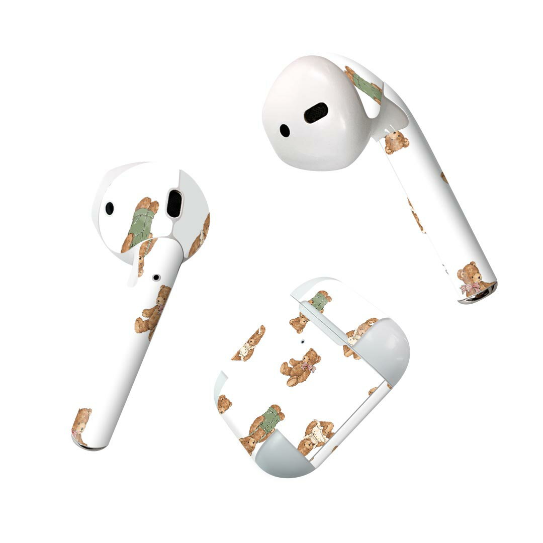 Air Pods 専用 デザインスキンシール airpods エアポッド apple アップル AirPods 第一世代（2016）airpods2 第二世代（2019）対応 イヤホン カバー デコレーション アクセサリー デコシール 010194 動物　熊　うさぎ 1