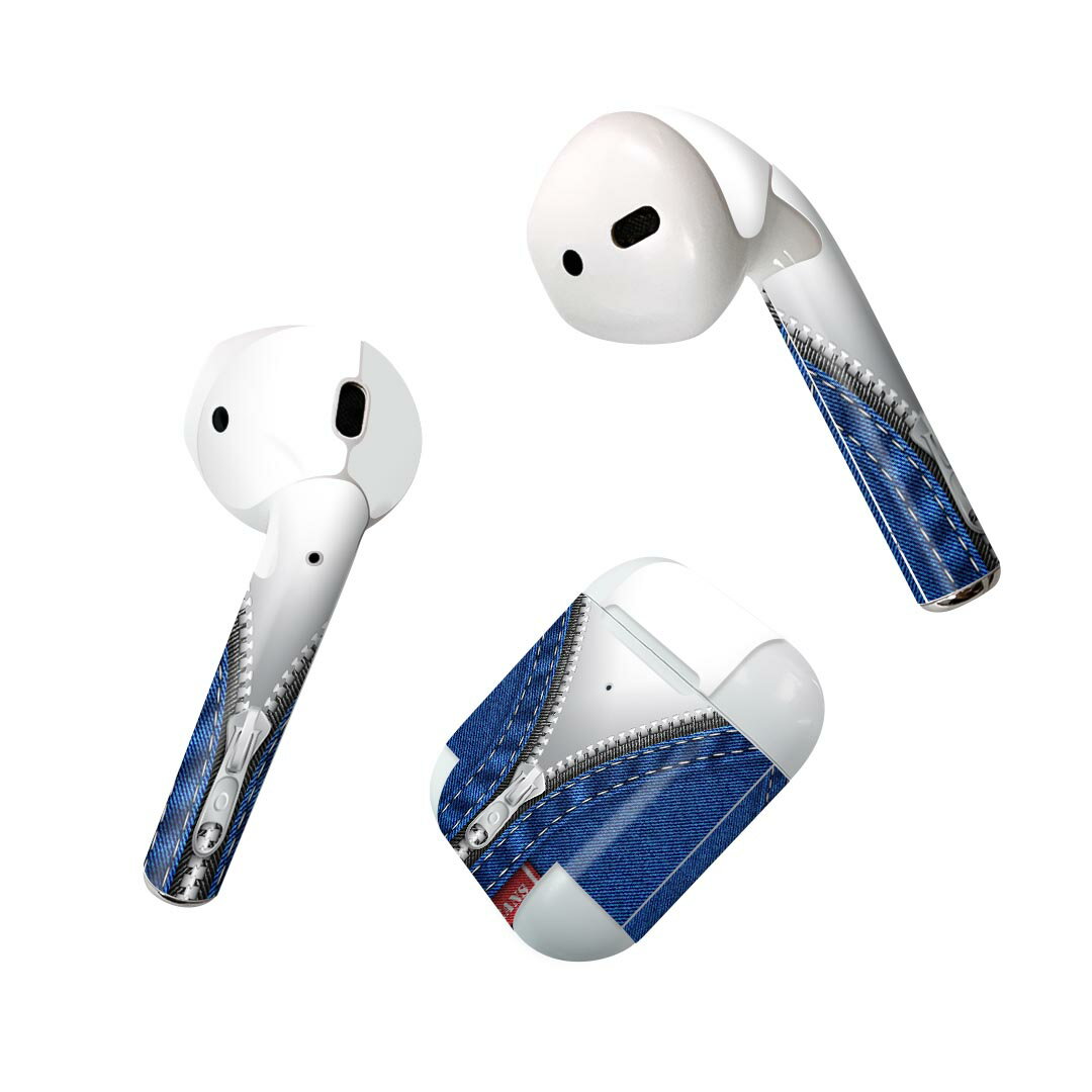 Air Pods 専用 デザインスキンシール airpods エアポッド apple アップル AirPods 第一世代（2016）airpods2 第二世代（2019）対応 イヤホン カバー デコレーション アクセサリー デコシール 010451 おしゃれ　ファッション　ジーンズ