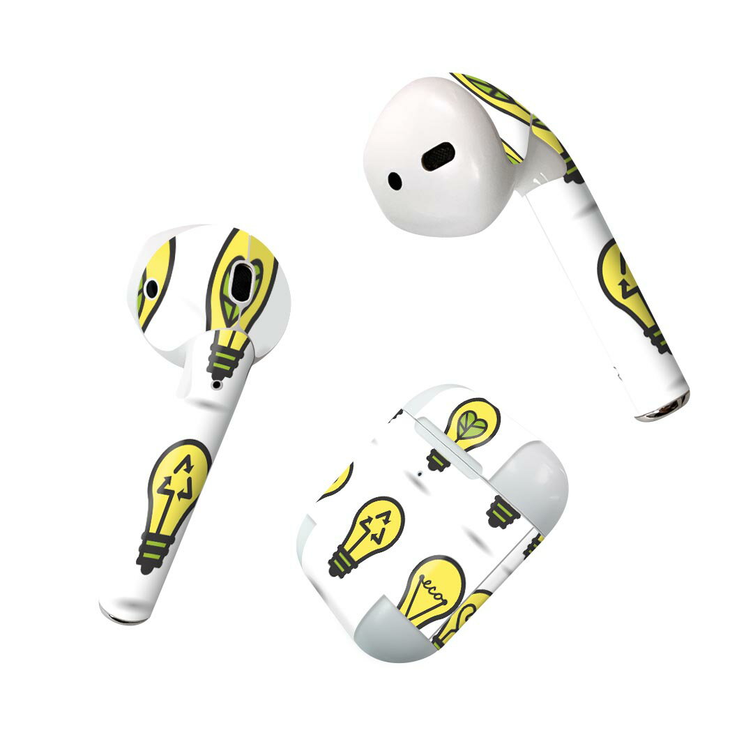 Air Pods 専用 デザインスキンシール airpods エアポッド apple アップル AirPods 第一世代（2016）airpods2 第二世代（2019）対応 イヤホン カバー デコレーション アクセサリー デコシール 011022 電球　植物　シンプル