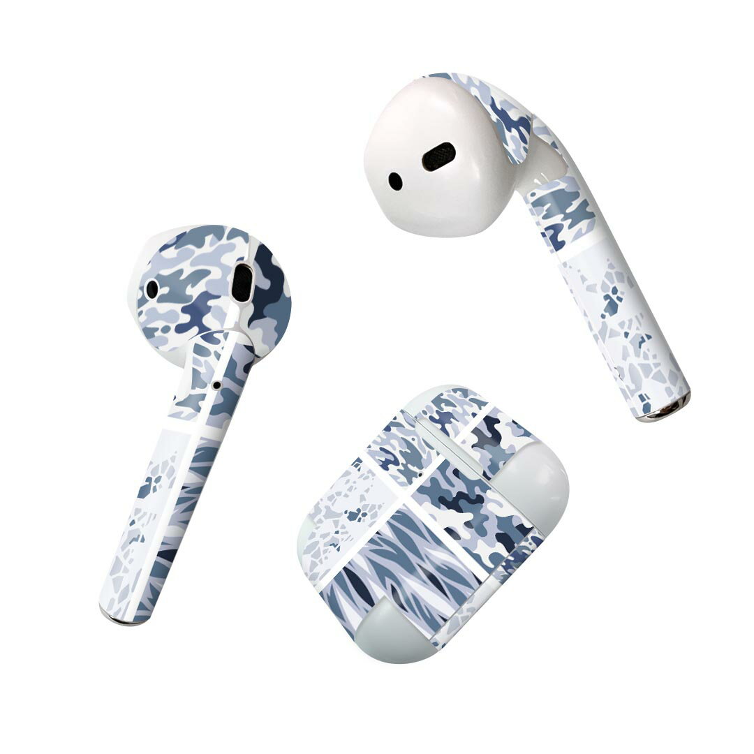Air Pods 専用 デザインスキンシール airpods エアポッド apple アップル AirPods 第一世代（2016）airpods2 第二世代（2019）対応 イヤホン カバー デコレーション アクセサリー デコシール 011520 迷彩　模様　カモフラ