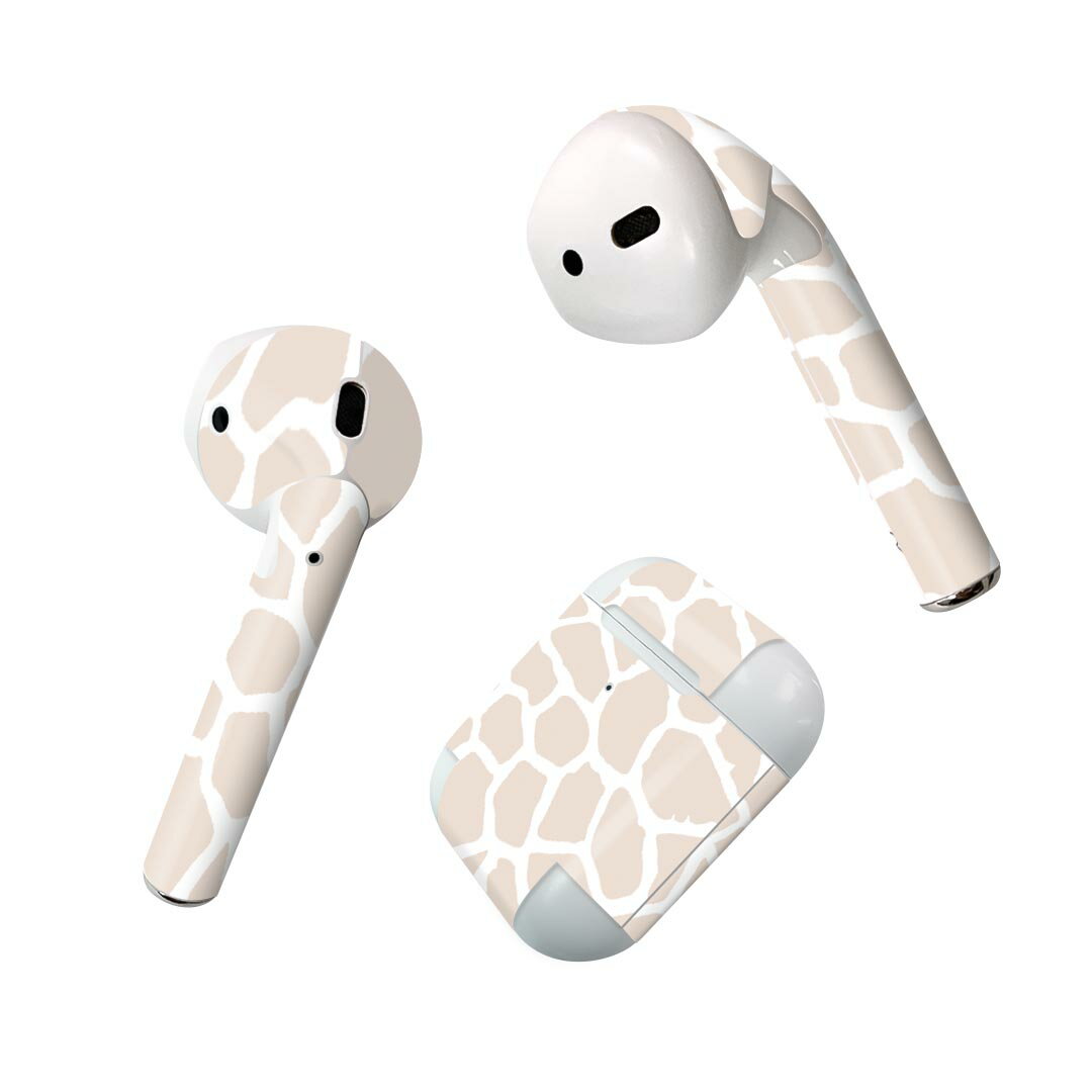 Air Pods 専用 デザインスキンシール airpods エアポッド apple アップル AirPods 第一世代（2016）airpods2 第二世代（2019）対応 イヤホン カバー デコレーション アクセサリー デコシール 011589 キリン柄　アニマル柄　動物