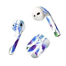 Air Pods 専用 デザインスキンシール airpods エアポッド apple アップル AirPods 第一世代（2016）airpods2 第二世代（2019）対応 イヤホン カバー デコレーション アクセサリー デコシール 011810 羽根　グラデーション　青