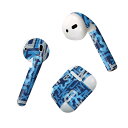 Air Pods 専用 デザインスキンシール airpods エアポッド apple アップル AirPods 第一世代（2016）airpods2 第二世代（2019）対応 イヤホン カバー デコレーション アクセサリー デコシール 012227 青　英字　数字