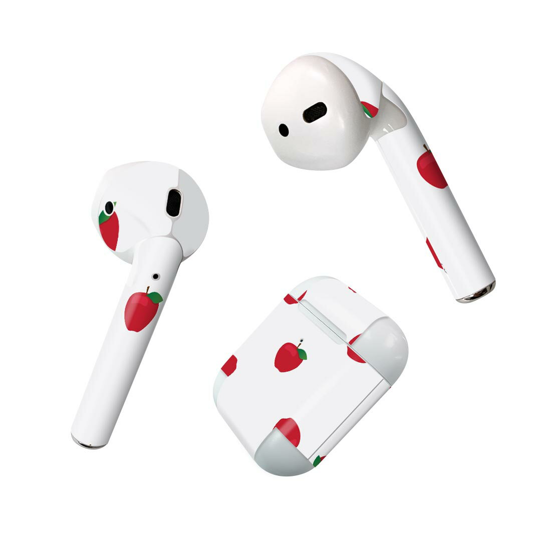 Air Pods 専用 デザインスキンシール airpods エアポッド apple アップル AirPods 第一世代（2016）airpods2 第二世代（2019）対応 イヤホン カバー デコレーション アクセサリー デコシール 012729 リンゴ　果物　マーク