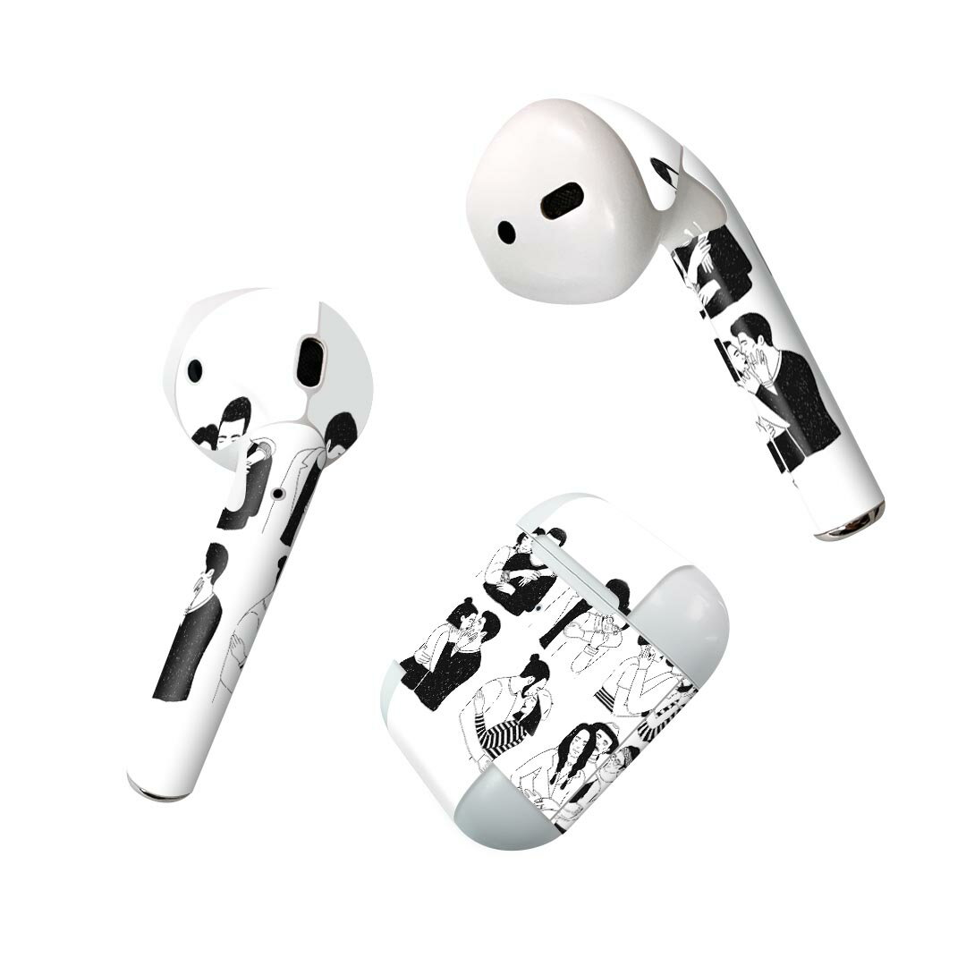 Air Pods 専用 デザインスキンシール airpods エアポッド apple アップル AirPods 第一世代（2016）airpods2 第二世代（2019）対応 イヤホン カバー デコレーション アクセサリー デコシール 016122 人間　イラスト