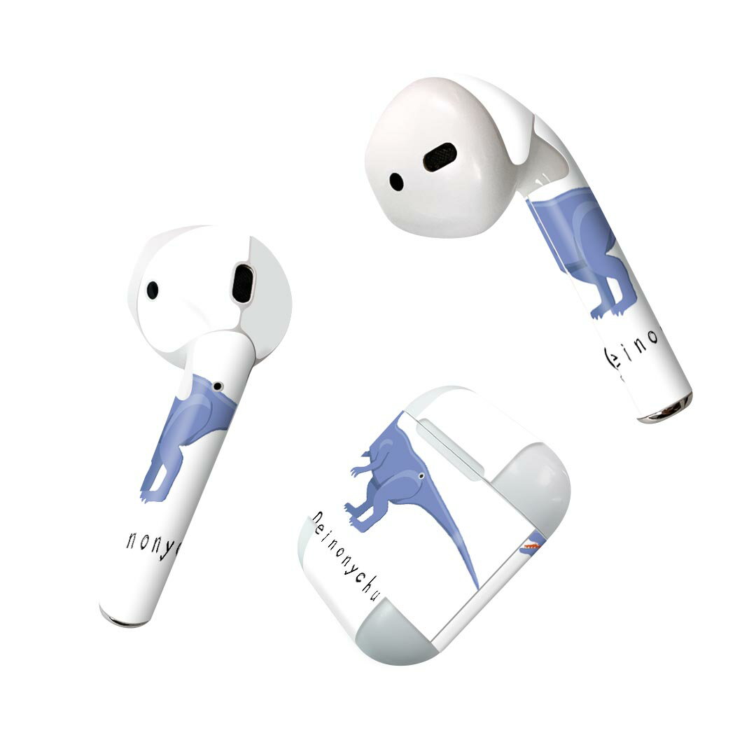 Air Pods 専用 デザインスキンシール airpods エアポッド apple アップル AirPods 第一世代（2016）airpods2 第二世代（2019）対応 イヤホン カバー デコレーション アクセサリー デコシール 017689 恐竜 デイノニクス　Deinonychus　急流