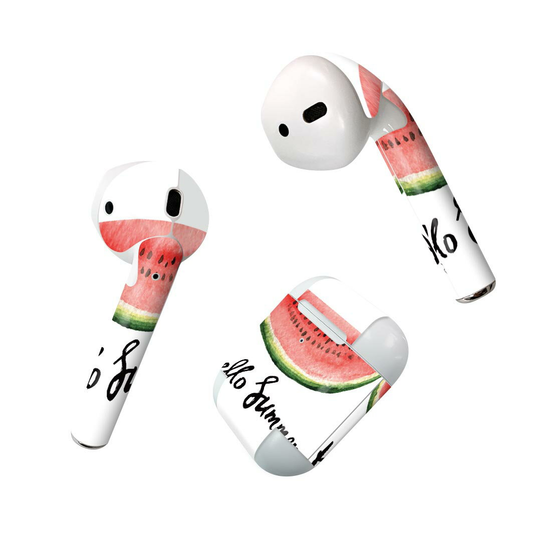 Air Pods 専用 デザインスキンシール airpods エアポッド apple アップル AirPods 第一世代（2016）airpods2 第二世代（2019）対応 イヤホン カバー デコレーション アクセサリー デコシール 017843 夏 スイカ　夏　summer