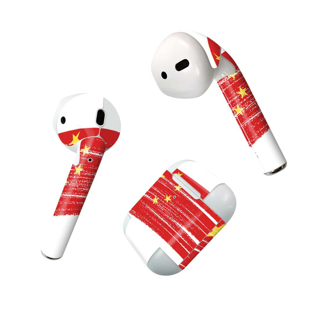 Air Pods 専用 デザインスキンシール airpods エアポッド apple アップル AirPods 第一世代（2016）airpods2 第二世代（2019）対応 イヤホン カバー デコレーション アクセサリー デコシール 018419 国旗 china 中国