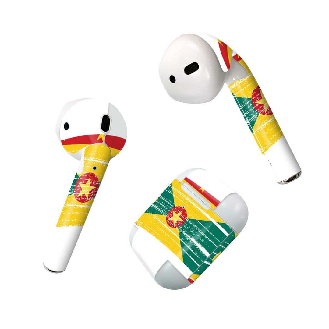 Air Pods 専用 デザインスキンシール airpods エアポッド apple アップル AirPods 第一世代（2016）airpods2 第二世代（2019）対応 イヤホン カバー デコレーション アクセサリー デコシール 018458 国旗 grenada グレナダ