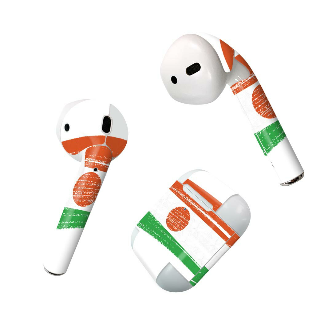 Air Pods 専用 デザインスキンシール airpods エアポッド apple アップル AirPods 第一世代（2016）airpods2 第二世代（2019）対応 イヤホン カバー デコレーション アクセサリー デコシール 018522 国旗 niger ニジェール