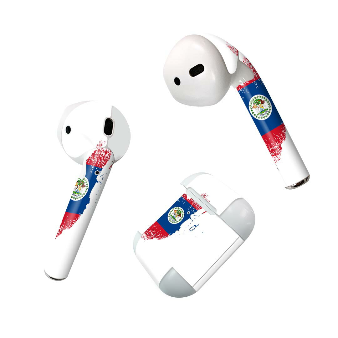 Air Pods 専用 デザインスキンシール airpods エアポッド apple アップル AirPods 第一世代（2016）airpods2 第二世代（2019）対応 イヤホン カバー デコレーション アクセサリー デコシール 018774 国旗 belize ベリーズ