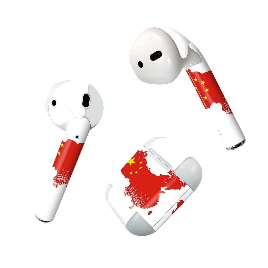 Air Pods 専用 デザインスキンシール airpods エアポッド apple アップル AirPods 第一世代（2016）airpods2 第二世代（2019）対応 イヤホン カバー デコレーション アクセサリー デコシール 018797 国旗 china 中国