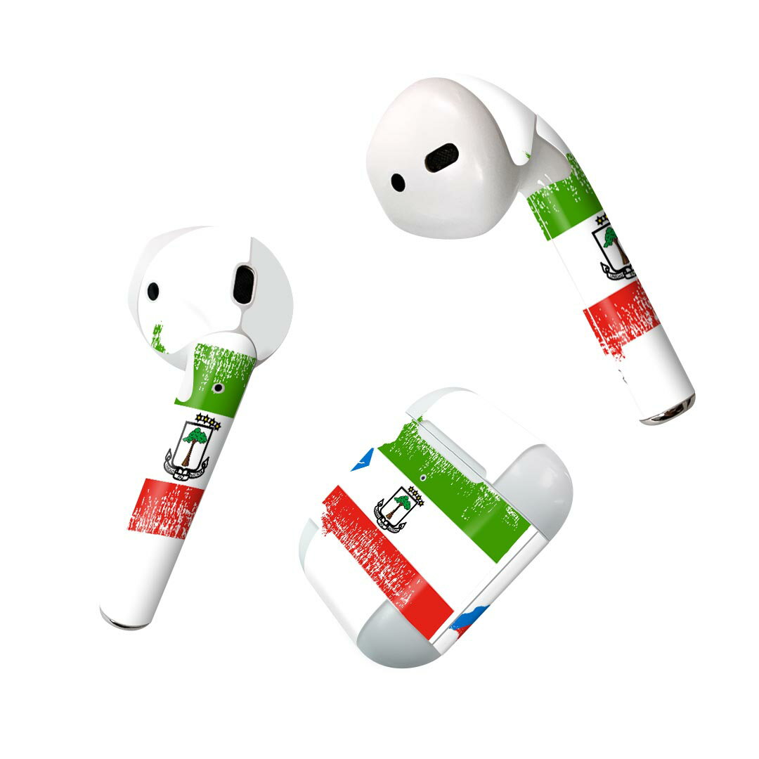 Air Pods 専用 デザインスキンシール airpods エアポッド apple アップル AirPods 第一世代（2016）airpods2 第二世代（2019）対応 イヤホン カバー デコレーション アクセサリー デコシール 018821 国旗 equatorial_guniea 赤道グニエア