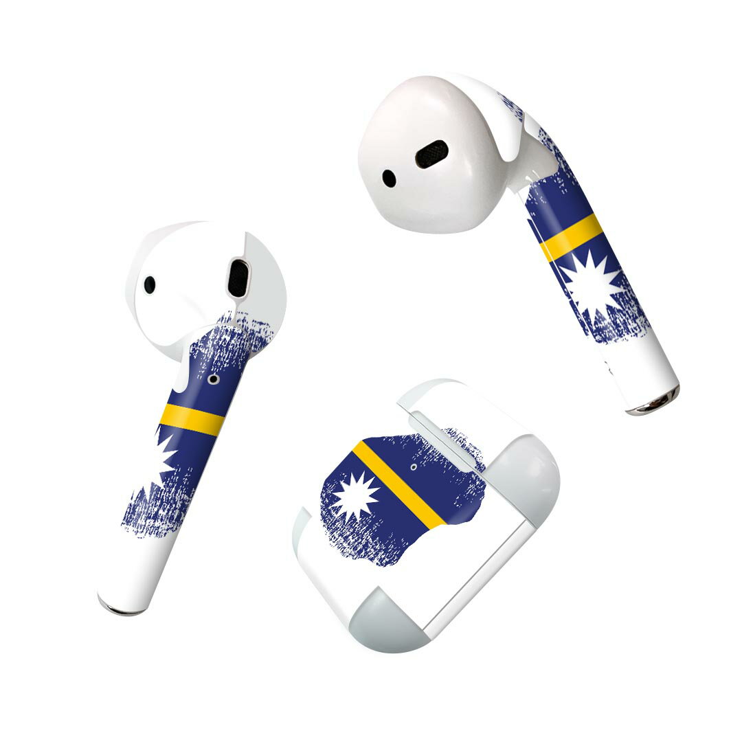 Air Pods 専用 デザインスキンシール airpods エアポッド apple アップル AirPods 第一世代(2016)airpods2 第二世代(2019)対応 イヤホン カバー デコレーション アクセサリー デコシール 018897 国旗 nauru ナウル