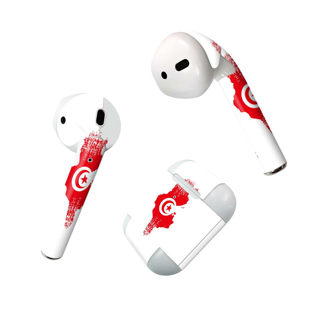 Air Pods 専用 デザインスキンシール airpods エアポッド apple アップル AirPods 第一世代（2016）airpods2 第二世代（2019）対応 イヤホン カバー デコレーション アクセサリー デコシール 018970 国旗 tunisia チュニジア