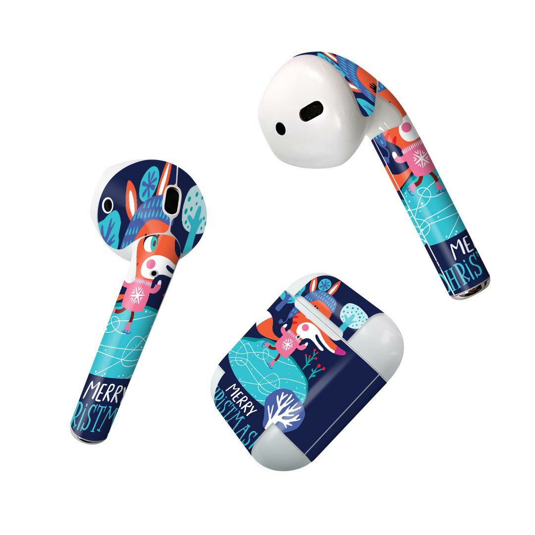 Air Pods 専用 デザインスキンシール airpods エアポッド apple アップル AirPods 第一世代（2016）airpods2 第二世代（2019）対応 イヤホン カバー デコレーション アクセサリー デコシール 019066 イラスト アニマル キッズ