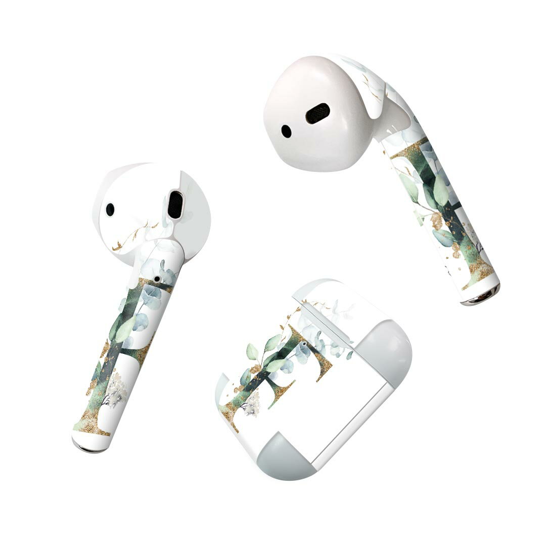 Air Pods 専用 デザインスキンシール airpods エアポッド apple アップル AirPods 第一世代（2016）airpods2 第二世代（2019）対応 イヤホン カバー デコレーション アクセサリー デコシール 019123 フォント 文字 f アルファベット