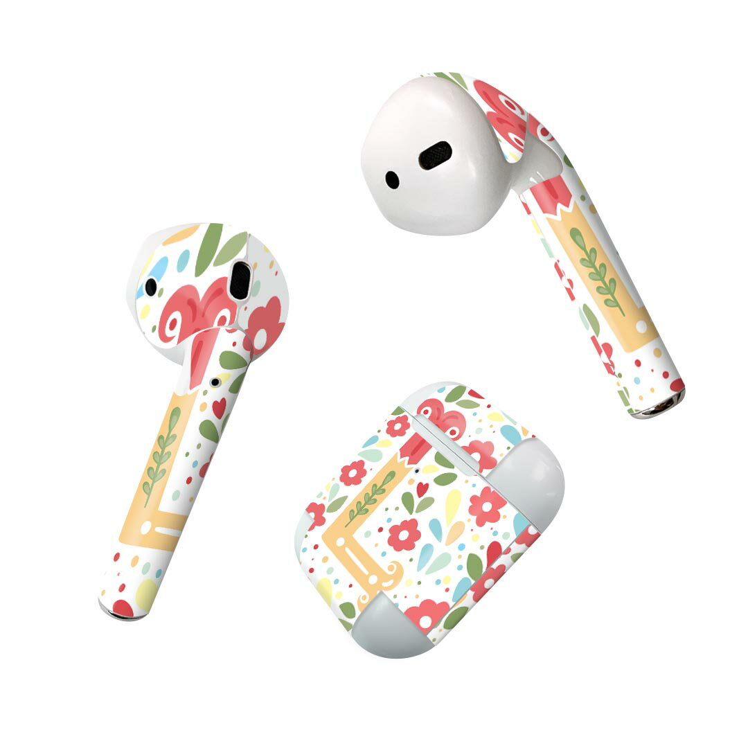 Air Pods 専用 デザインスキンシール airpods エアポッド apple アップル AirPods 第一世代（2016）airpods2 第二世代（2019）対応 イヤホン カバー デコレーション アクセサリー デコシール 019281 フォント 文字 l アルファベット