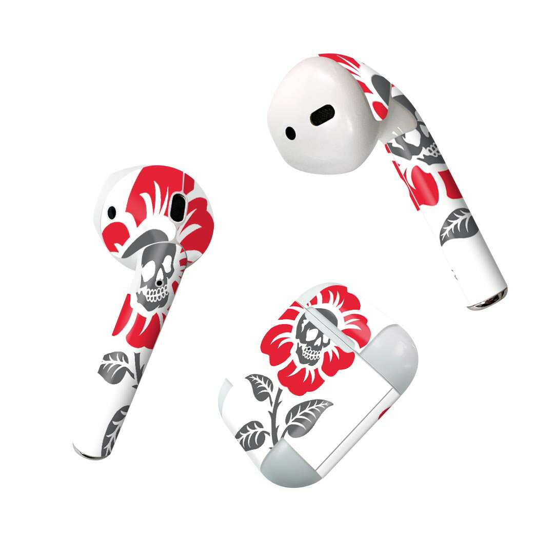 Air Pods 専用 デザインスキンシール airpods エアポッド apple アップル AirPods 第一世代（2016）airpods2 第二世代（2019）対応 イヤホン カバー デコレーション アクセサリー デコシール 019907 デザイン 骸骨 ハート