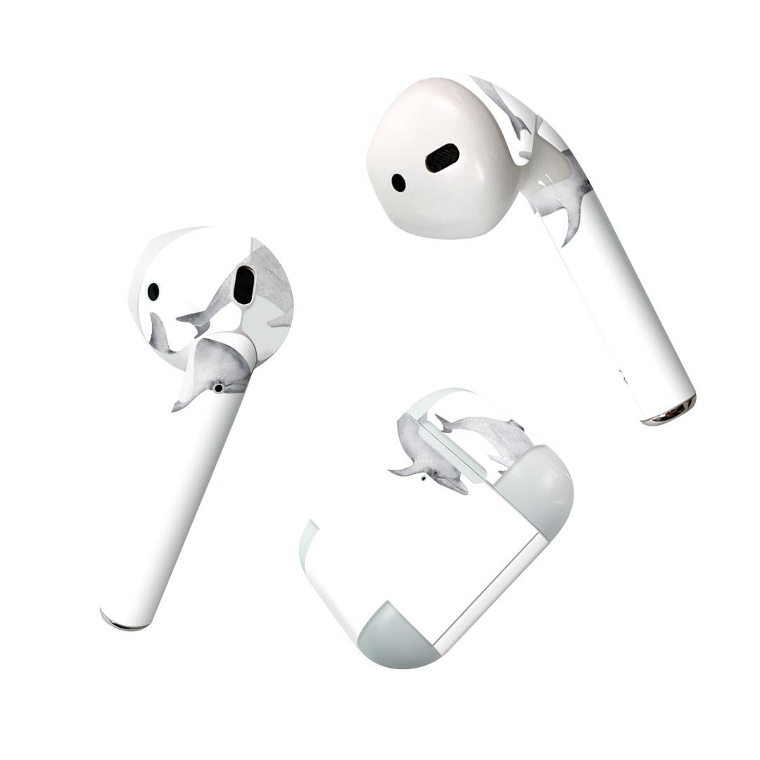 Air Pods 専用 デザインスキンシール airpods エアポッド apple アップル AirPods 第一世代（2016）airpods2 第二世代（2019）対応 イヤホン カバー デコレーション アクセサリー デコシール 019927 海の生物 海の生物 いるか