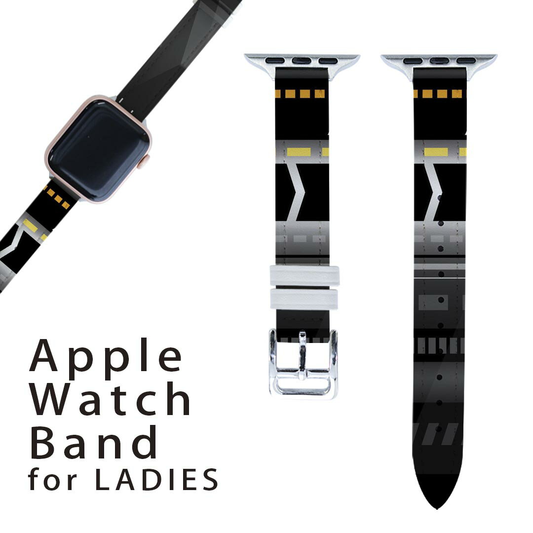 アップルウォッチ 用 バンド Apple Watch 用 取替 レザー ベルト 女性 38mm 40mm 41mm レディース AppleWatch用 全シリーズ対応 初代・Series2・Series3・Series4・Series5・Series6・Series7・SE 対応 002592 模様　黒　グレー