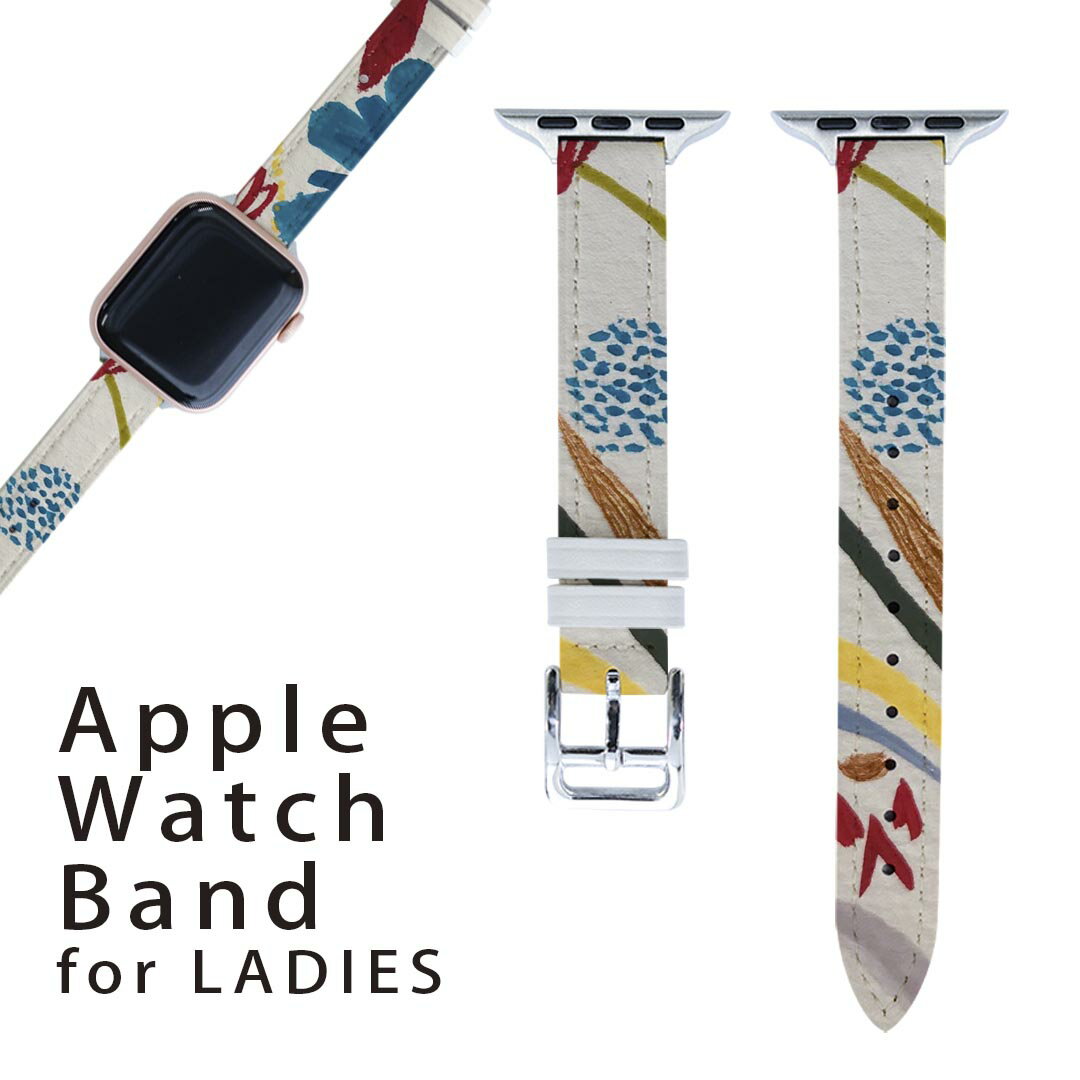 アップルウォッチ 用 バンド Apple Watch 用 取替 レザー ベルト 女性 38mm 40mm 41mm レディース AppleWatch用 全シリーズ対応 初代・Series2・Series3・Series4・Series5・Series6・Series7・SE 対応 023009 花 模様 柄