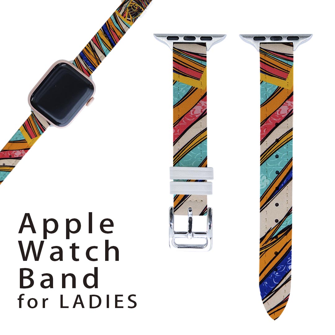 アップルウォッチ 用 バンド Apple Watch 用 取替 レザー ベルト 女性 38mm 40mm 41mm レディース AppleWatch用 全シリーズ対応 初代・Series2・Series3・Series4・Series5・Series6・Series7・SE 対応 023254 カラフル 模様
