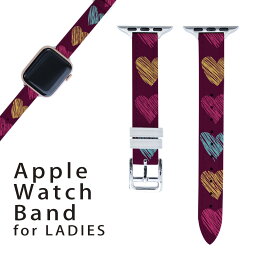 アップルウォッチ 用 バンド Apple Watch 用 取替 レザー ベルト 女性 38mm 40mm 41mm レディース AppleWatch用 全シリーズ対応 初代・Series2・Series3・Series4・Series5・Series6・Series7・SE 対応 006379 ハート　模様