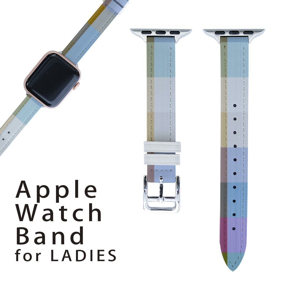 アップルウォッチ 用 バンド Apple Watch 用 取替 レザー ベルト 女性 38mm 40mm 41mm レディース AppleWatch用 全シリーズ対応 初代・Series2・Series3・Series4・Series5・Series6・Series7・SE 対応 006436 チェック 模様