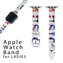 アップルウォッチ 用 バンド Apple Watch 用 取替 レザー ベルト 女性 38mm 40mm 41mm レディース AppleWatch用 全シリーズ対応 初代・Series2・Series3・Series4・Series5・Series6・Series7・SE 対応 007927 音符　楽譜　音楽　楽器　カラフル