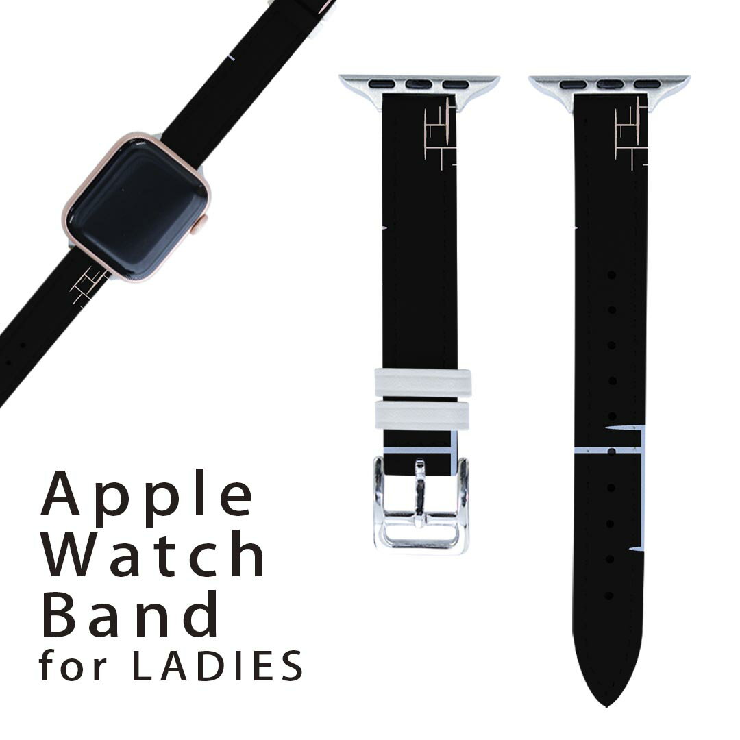 アップルウォッチ 用 バンド Apple Watch 用 取替 レザー ベルト 女性 38mm 40mm 41mm レディース AppleWatch用 全シリーズ対応 初代・Series2・Series3・Series4・Series5・Series6・Series7・SE 対応 008501 黒　ブラック　パステル　模様