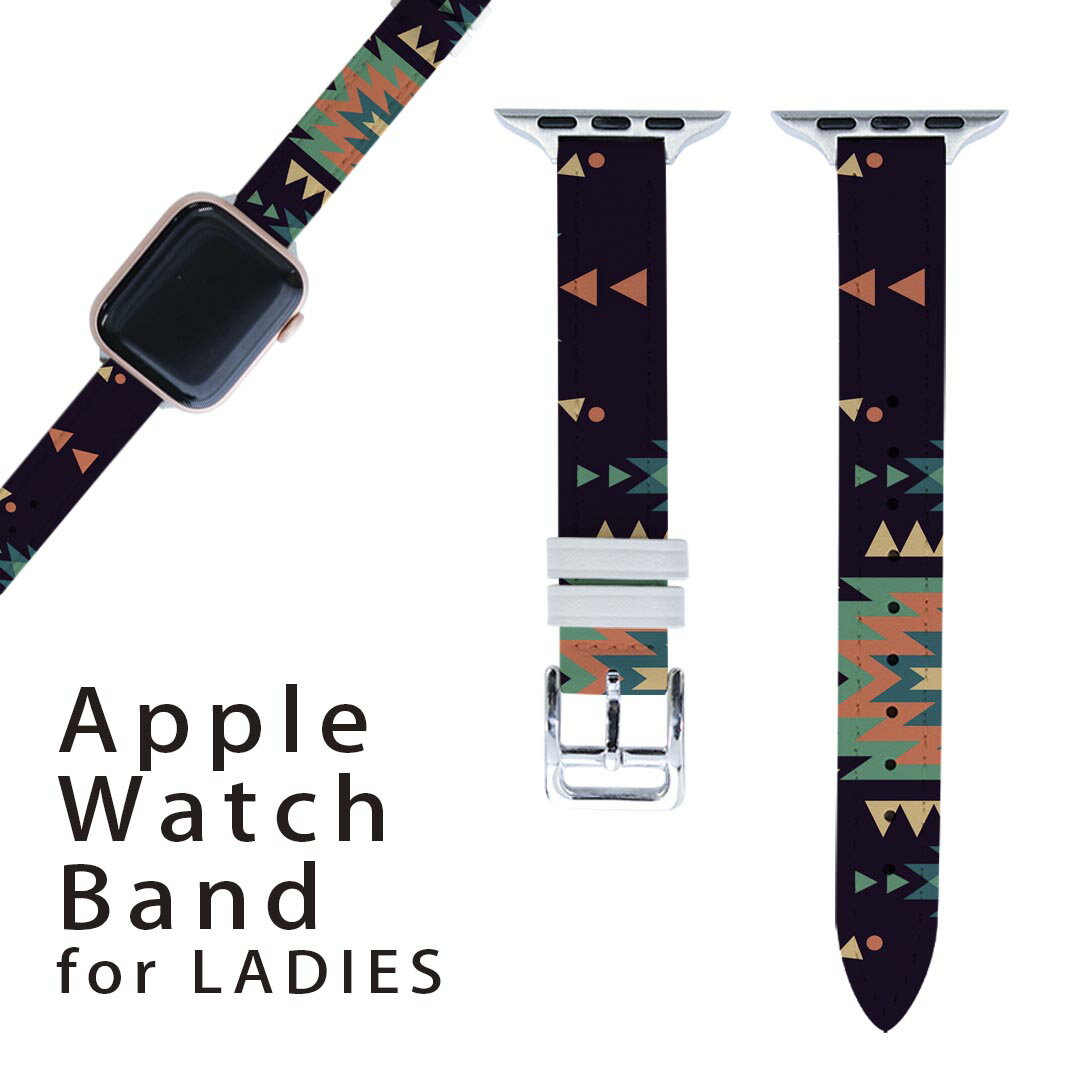 アップルウォッチ 用 バンド Apple Watch 用 取替 レザー ベルト 女性 38mm 40mm 41mm レディース AppleWatch用 全シリーズ対応 初代・Series2・Series3・Series4・Series5・Series6・Series7・SE 対応 010225 アジアン 模様 緑