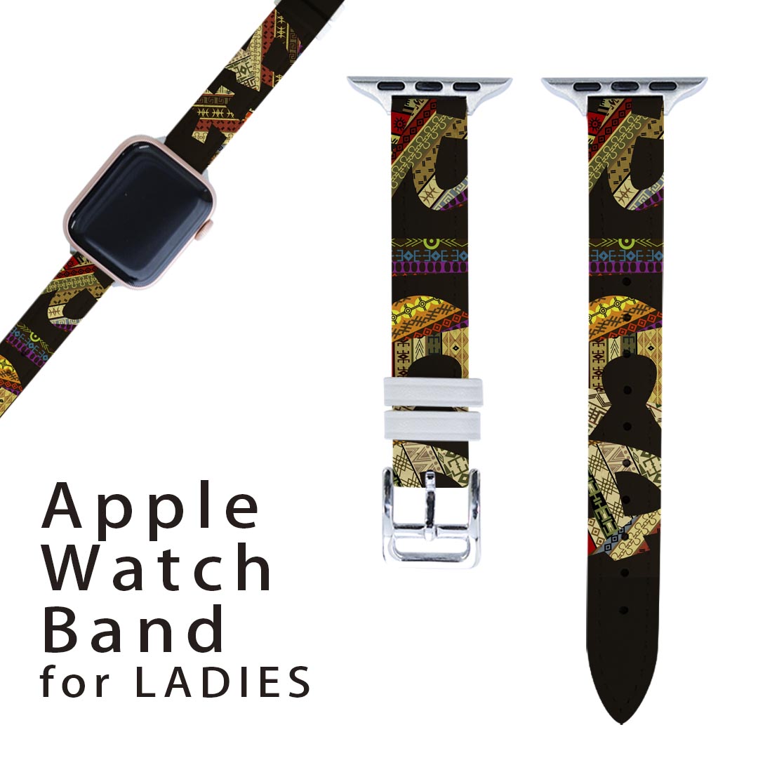 アップルウォッチ 用 バンド Apple Watch 用 取替 レザー ベルト 女性 38mm 40mm 41mm レディース AppleWatch用 全シリーズ対応 初代・Series2・Series3・Series4・Series5・Series6・Series7・SE 対応 010824 アフリカ　地形　カラフル(2)