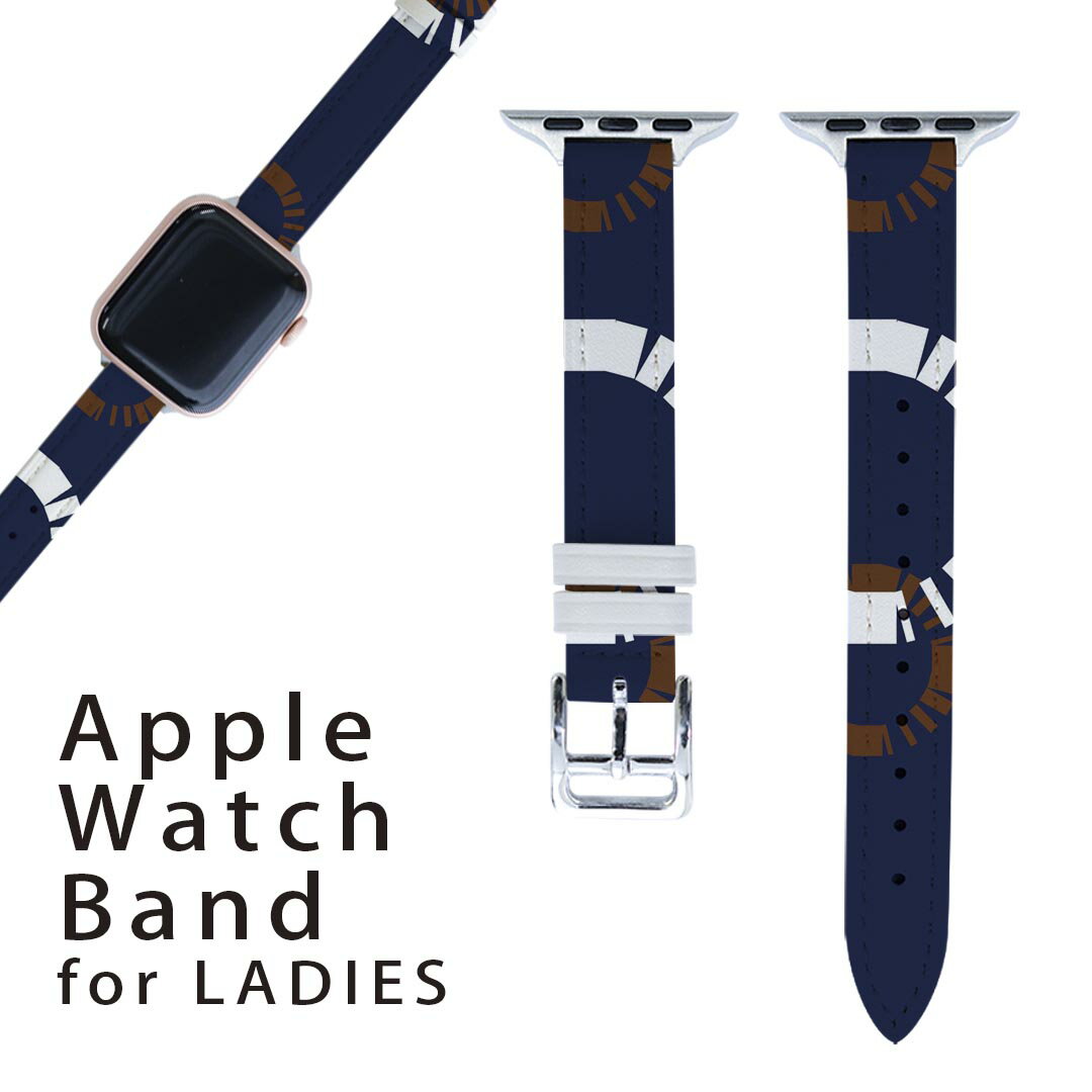 アップルウォッチ 用 バンド Apple Watch 用 取替 レザー ベルト 女性 38mm 40mm 41mm レディース AppleWatch用 全シリーズ対応 初代・Series2・Series3・Series4・Series5・Series6・Series7・SE 対応 012135 丸　模様　ネイビー