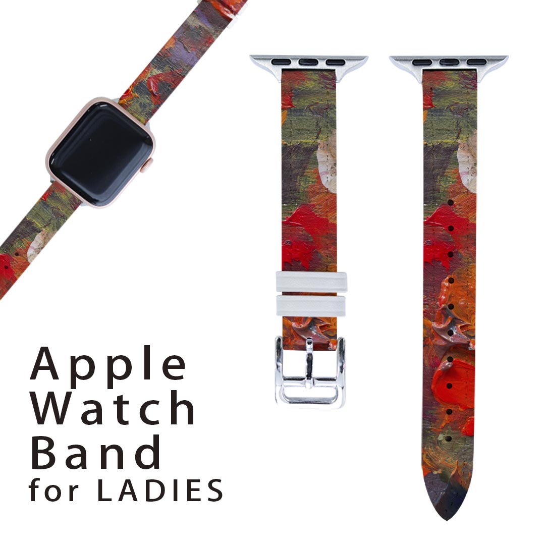 アップルウォッチ 用 バンド Apple Watch 用 取替 レザー ベルト 女性 38mm 40mm 41mm レディース AppleWatch用 全シリーズ対応 初代・Series2・Series3・Series4・Series5・Series6・Series7・SE 対応 012284 花　植物　絵画