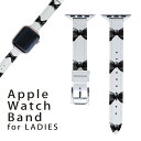 アップルウォッチ 用 バンド Apple Watch 用 取替 レザー ベルト 女性 38mm 40mm 41mm レディース AppleWatch用 全シリーズ対応 初代・Series2・Series3・Series4・Series5・Series6・Series7・SE 対応 017765 蝶ネクタイ 蝶ネクタイ 黒 手書き風